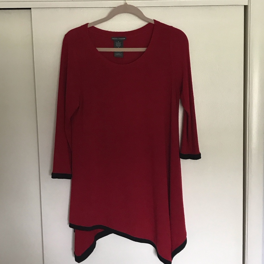 Chelsea & Theodore Red Tunic with Black Trim